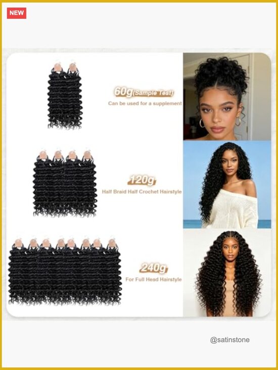 Human Crochet Hair 18inch 60g Pre-Separated 50 Strands Deep Wave Miracle Knots